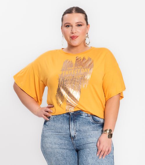 Blusa Feminina Plus Size Viscotorcion Secret Glam Amarelo