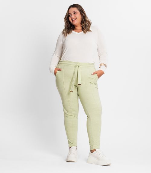 Calça Feminina Plus Size Em Moletinho Secret Glam Verde