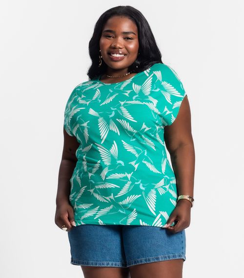 Blusa Feminina Plus Size Estampada Secret Glam Verde