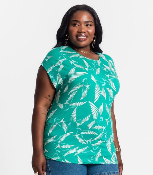 Blusa Feminina Plus Size Estampada Secret Glam Verde