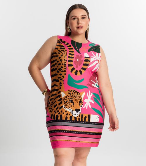 Vestido Curto Plus Size Secret Glam Rosa