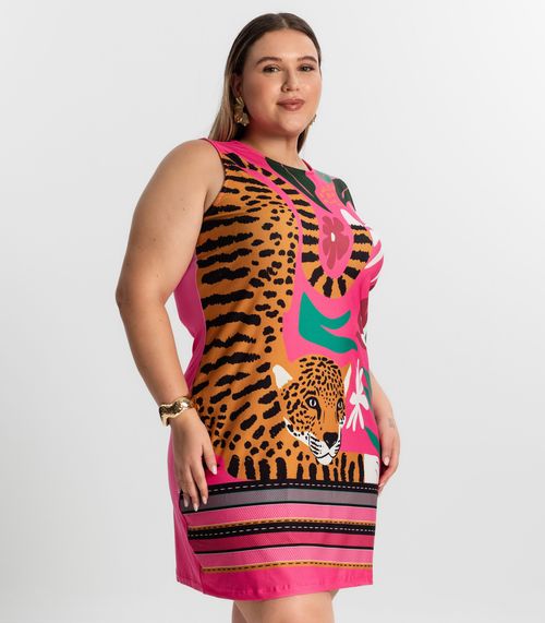 Vestido Curto Plus Size Secret Glam Rosa