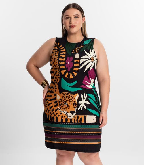 Vestido Curto Plus Size Secret Glam Preto