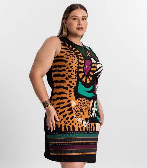 Vestido Curto Plus Size Secret Glam Preto