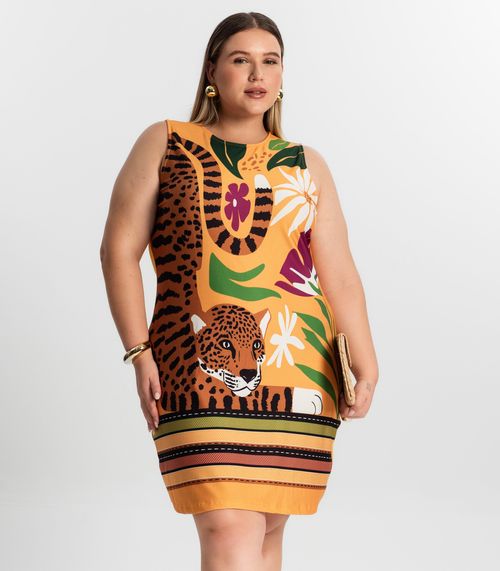 Vestido Curto Plus Size Secret Glam Amarelo