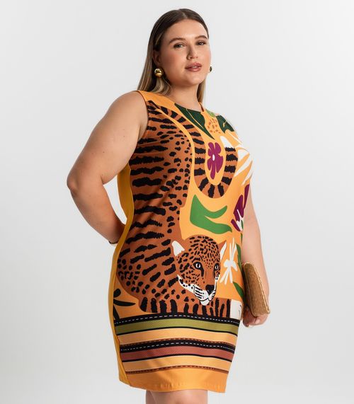 Vestido Curto Plus Size Secret Glam Amarelo