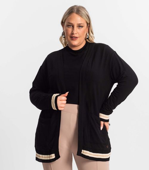 Cardigan Plus Size Feminino Secret Glam Preto