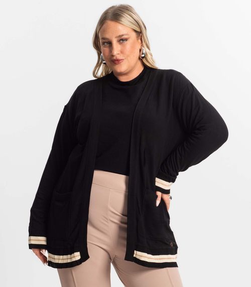 Cardigan Plus Size Feminino Secret Glam Preto