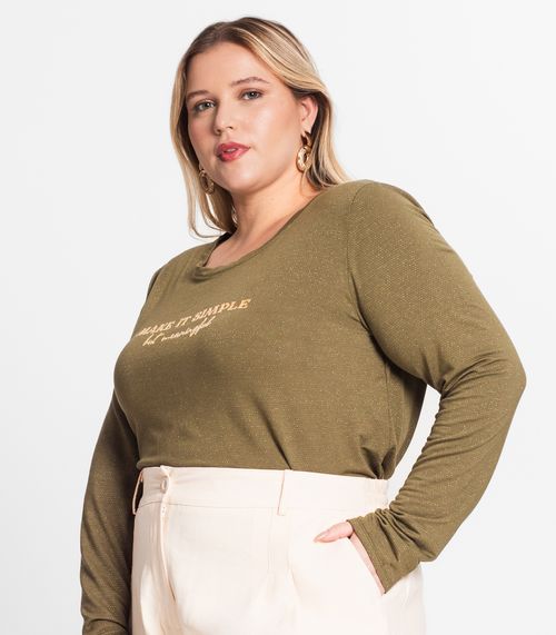 Blusa Feminina Manga Longa Plus Size Secret Glam Verde