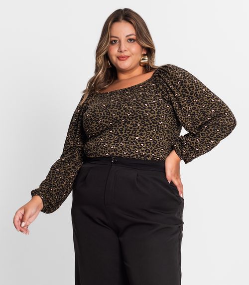 Blusa Feminina Plus Size Em Molecotton Secret Glam Verde