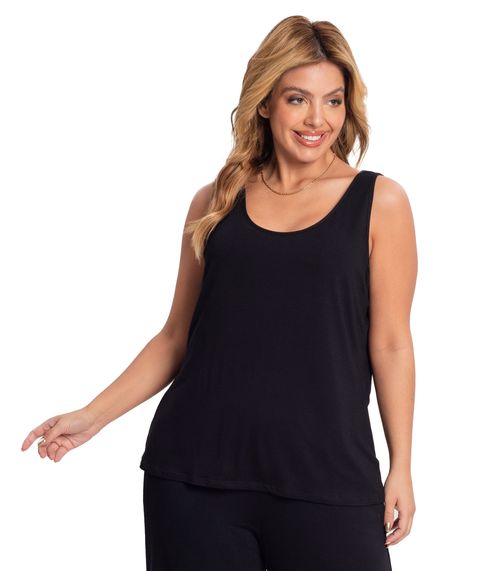 Regata Feminina Viscotorcion Plus Size Secret Glam Preto