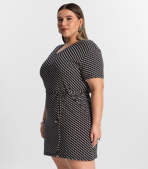 Vestido Curto Plus Size Secret Glam Preto