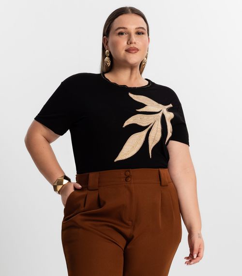 Blusa Feminina Plus Size Secret Glam Preto