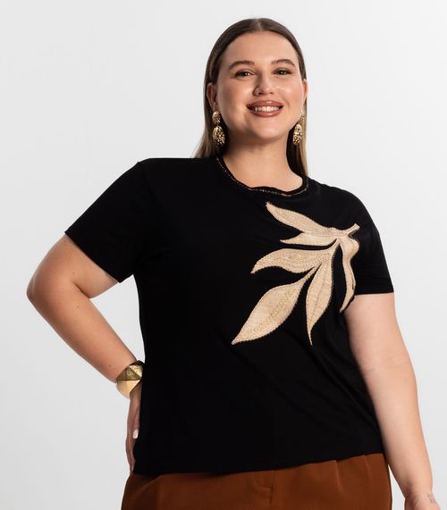 Blusa Feminina Plus Size Secret Glam Preto
