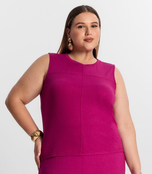 Conjunto Plus Size Regata Com Saia Secret Glam Roxo