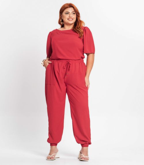 Calça Jogger Feminina Plus Size Secret Glam Vermelho