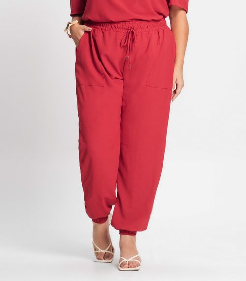 Calça Jogger Feminina Plus Size Secret Glam Vermelho
