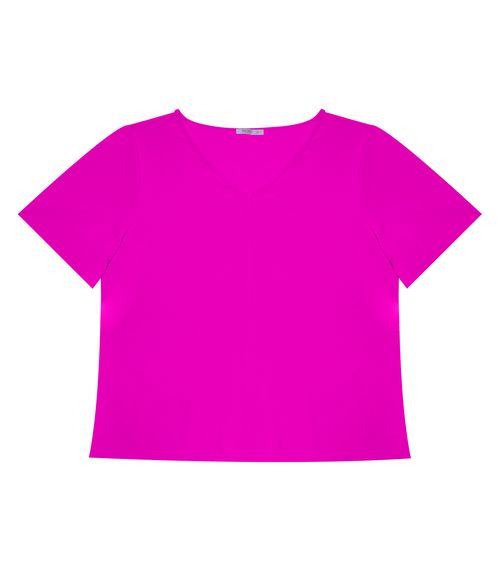 Blusa Plus Size Feminina Decote V Secret Glam Rosa