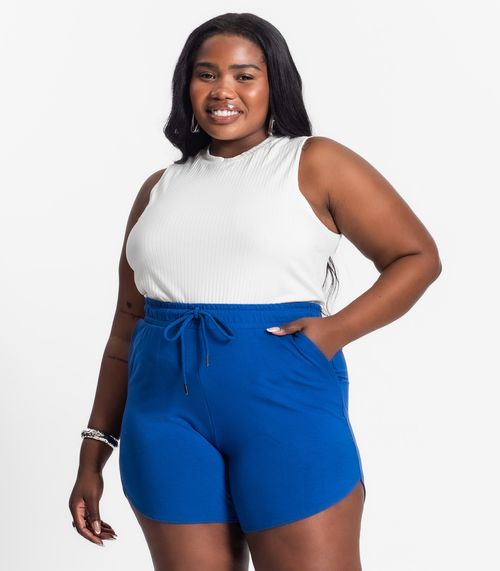 Regata Plus Size Em Ribana Canelada Secret Glam Bege