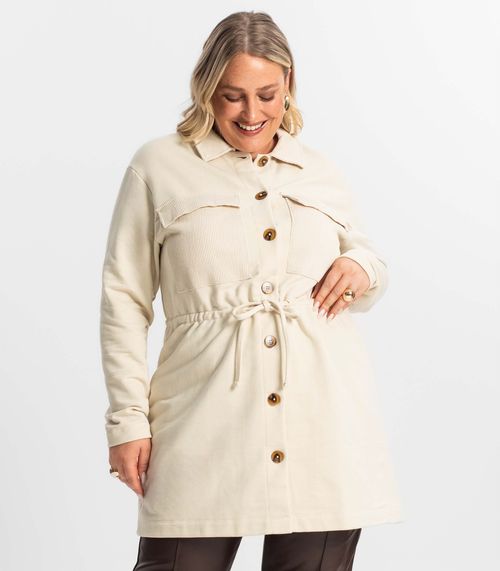 Parka Feminina Plus Size Secret Glam Bege