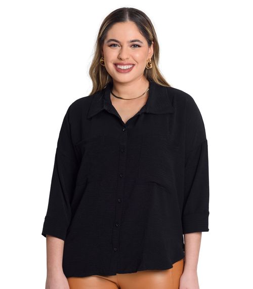 Camisa Manga 7/8 Air Flow Pesado Secret Glam Preto