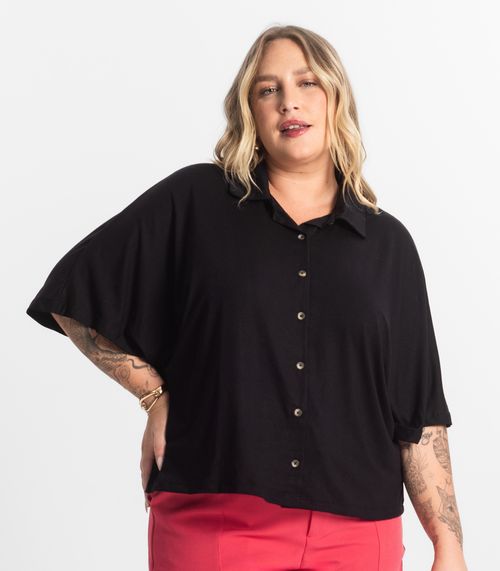 Camisa Feminina Manga Curta Secret Glam Preto