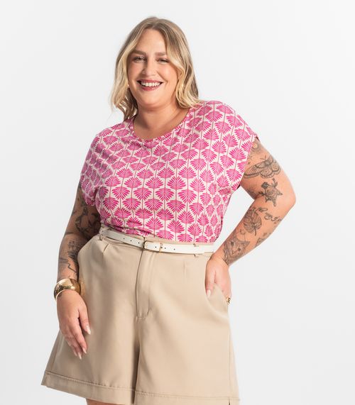 Blusa Manga Morcego Plus Size Secret Glam Rosa
