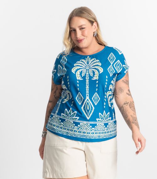 Blusa Feminina Manga Morcego Secret Glam Azul