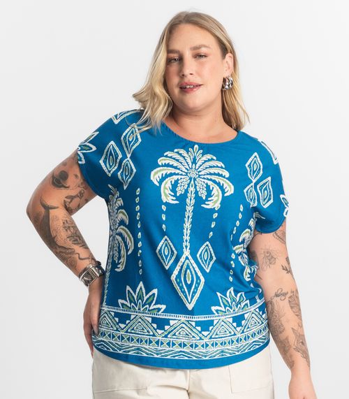 Blusa Feminina Manga Morcego Secret Glam Azul
