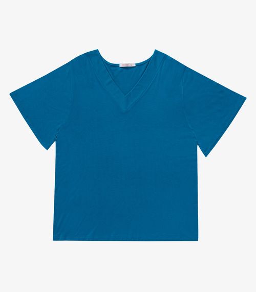 Blusa Visco Tricot Plus Size Secret Glam Azul