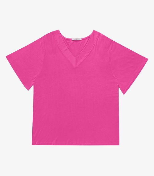 Blusa Visco Tricot Plus Size Secret Glam Rosa