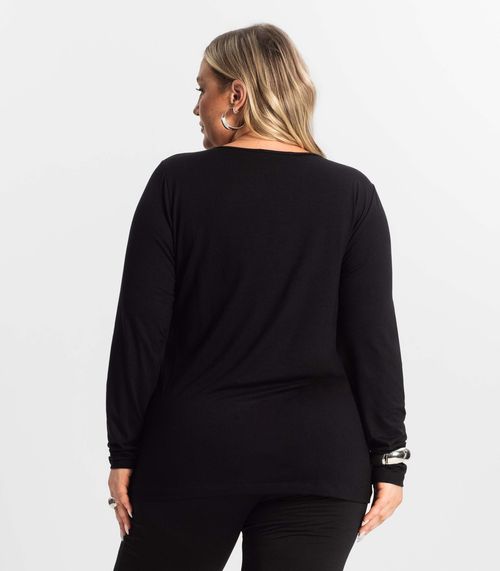 Blusa Manga Longa Viscotorcion Secret Glam Preto