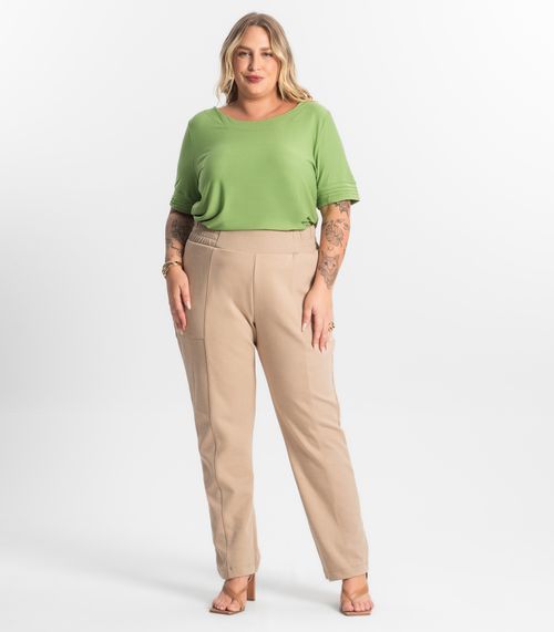 Calça Plus Size Secret Glam Marrom