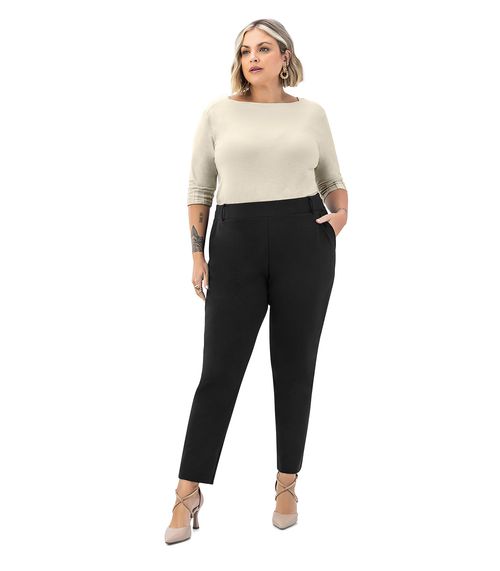 Calça Slim Plus Size Feminina Secret Glam Preto