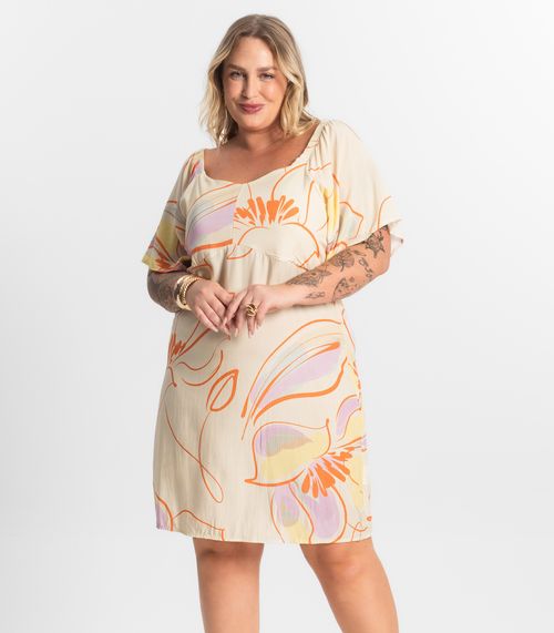 Vestido Curto Ciganinha Secret Glam Bege