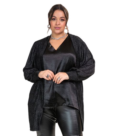 Cardigan Tricot Shine Secret Glam Preto