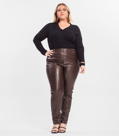 Legging Feminina Plus Size Secret Glam Marrom
