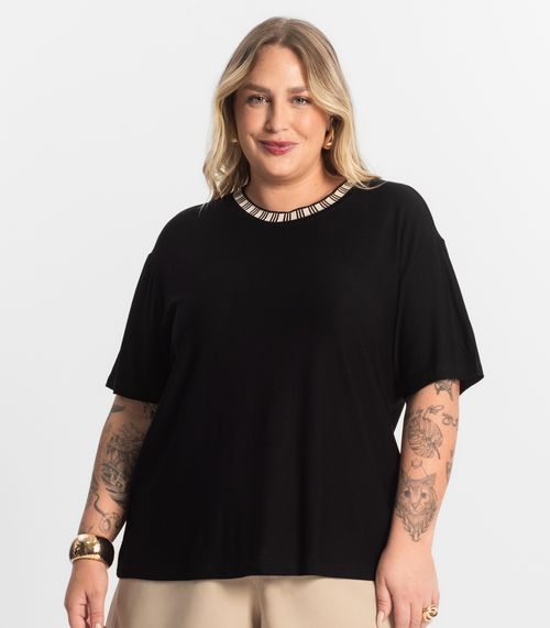 Blusa Viscose Plus Size Secret Glam Preto