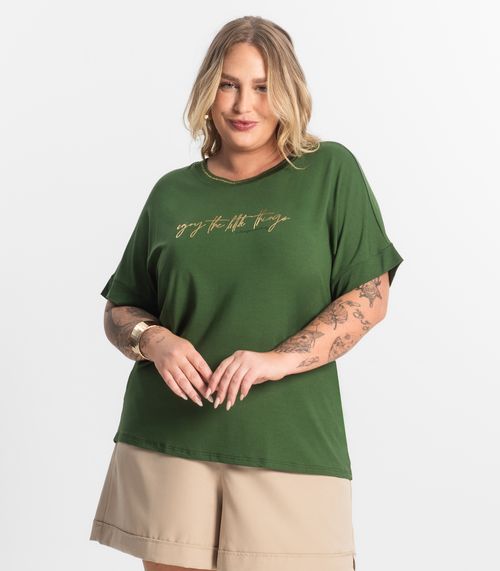 T- Shirt Feminina Manga Curta Secret Glam Verde
