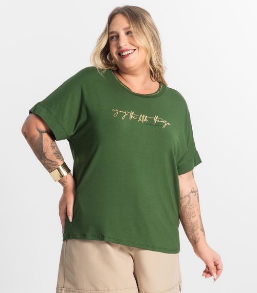T- Shirt Feminina Manga Curta Secret Glam Verde