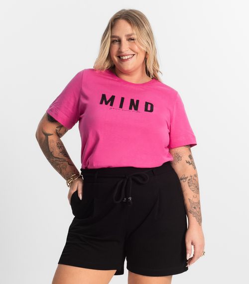 T- Shirt Feminina Plus Size Secret Glam Rosa