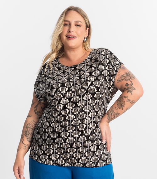 Blusa Manga Morcego Plus Size Secret Glam Preto