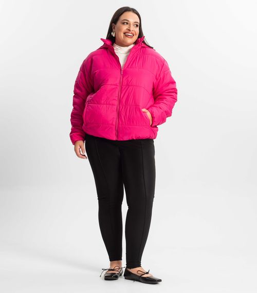 Jaqueta Microfibra Feminina Plus Size Secret Glam Rosa