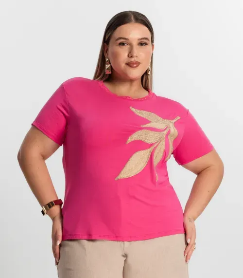 Blusa Feminina Plus Size Secret Glam Rosa