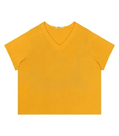 Blusa Feminina Plus Size Secret Glam Amarelo