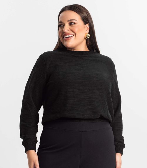 Blusão Feminino Malhão Plus Size Secret Glam Preto