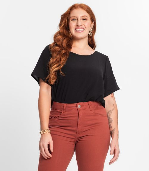 Blusa Feminina Plus Size Secret Glam Preto