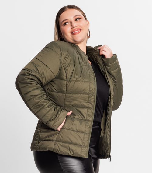Jaqueta Microfibra Feminina Plus Size Secret Glam Verde