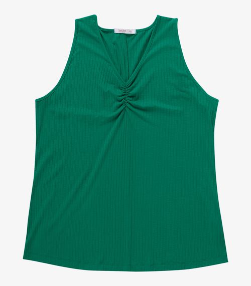 Regata Plus Size Em Ribana Canelada Secret Glam Verde