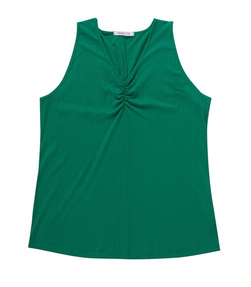 Regata Plus Size Em Ribana Canelada Secret Glam Verde